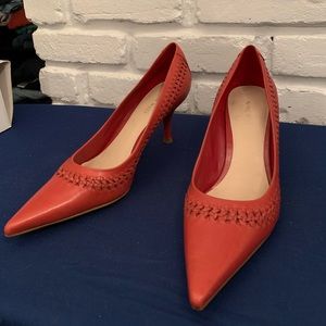 Red Orange Pointy Heels